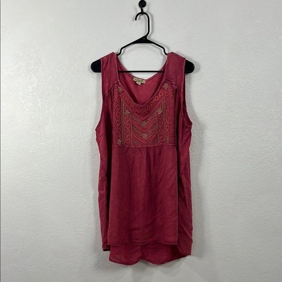 ONE WORLD Women’s Plum Asymmetrical Embellished Top Embroidered Sz 1X Summer - Picture 1 of 9